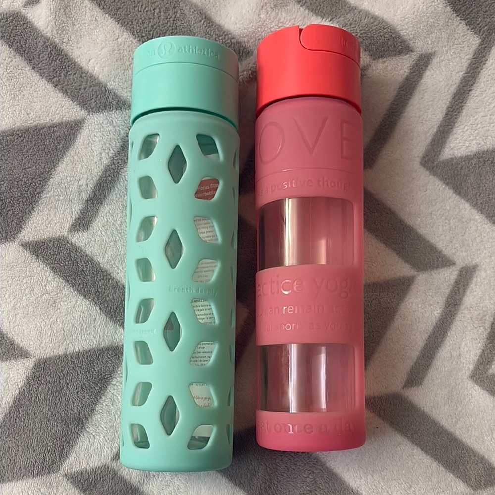 Lululemon Mint and Pink Water Bottles, 2 bottles together